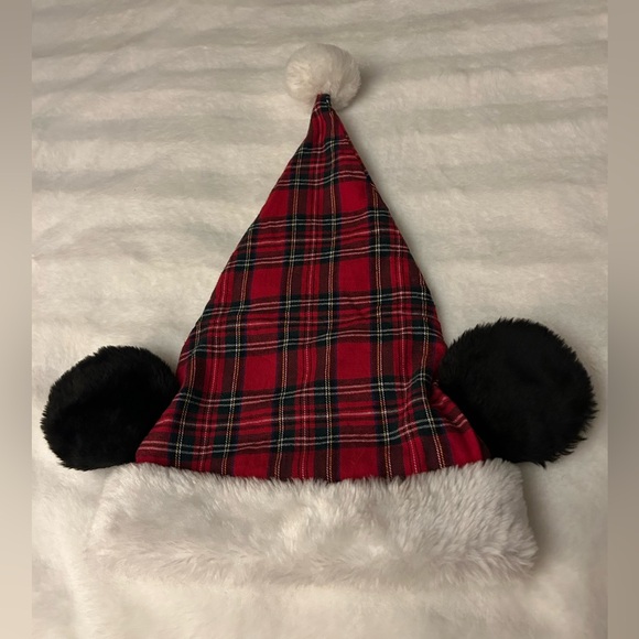 Vintage mickey mouse plaid santa hat adult size. - Picture 2 of 7